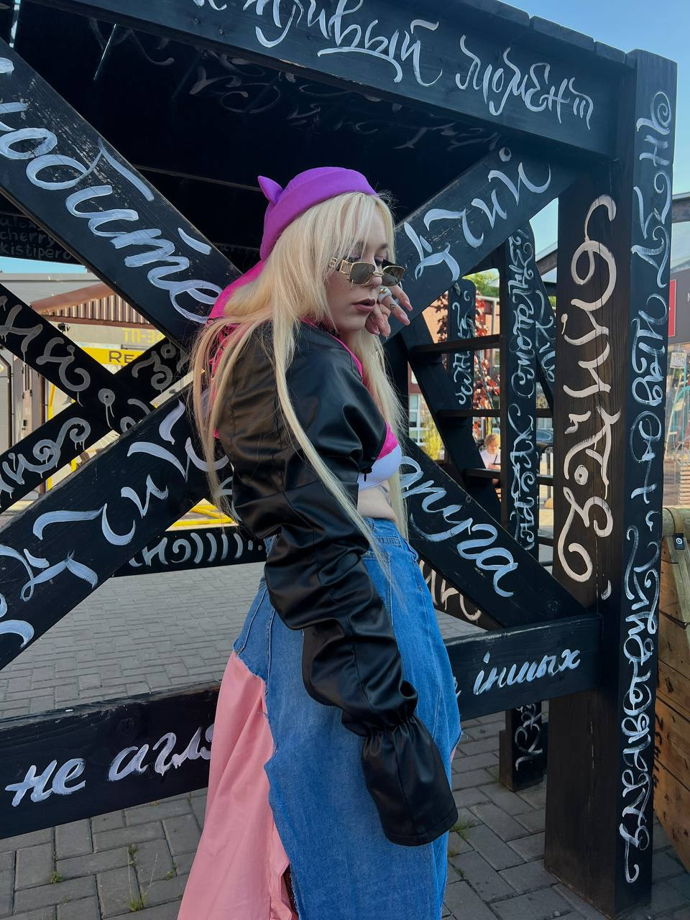 Укороченный жакет-болеро «Barbie Rebel» апсайкл