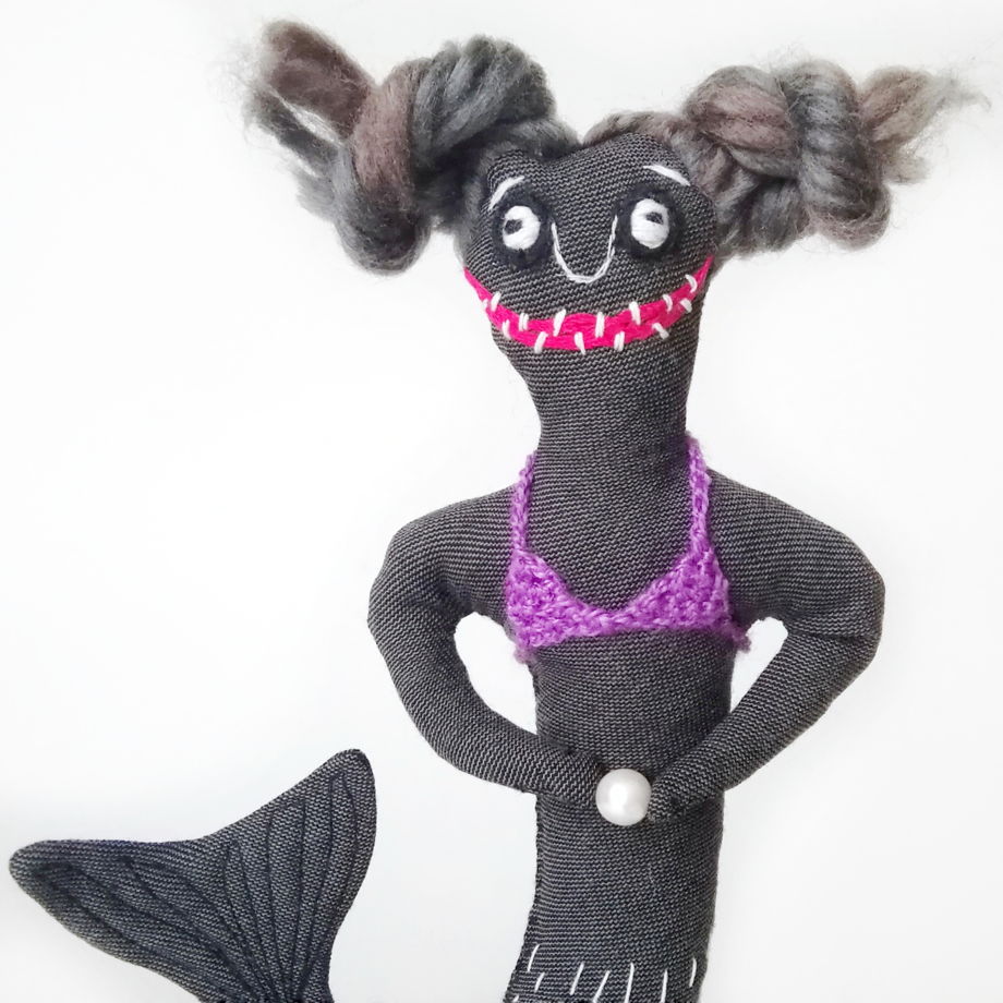 Сказочная художественная кукла-русалка ручной работы с жемчужиной
