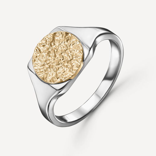Контрастное кольцо из серебра и золота