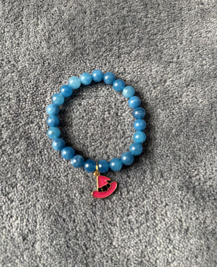 Браслет из натурального камня аквамарин  подвеской Ani.g.bracelets