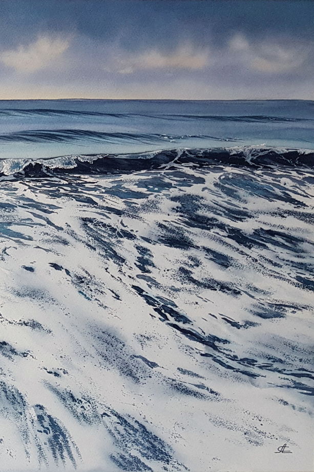 Диптих акварельной картины "Волны" (74 х 55 см)