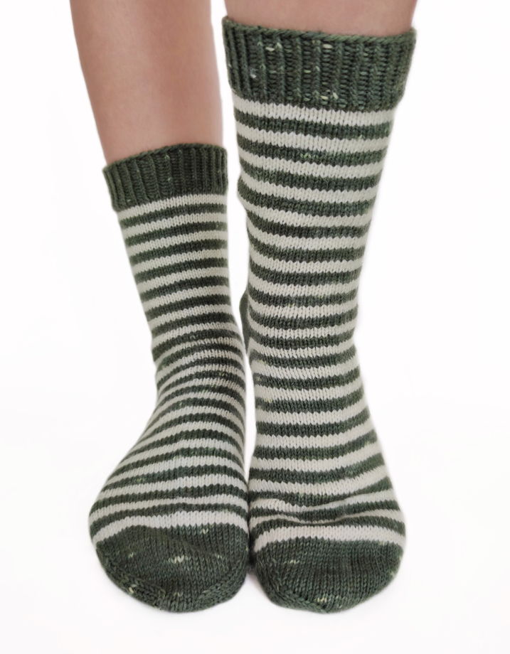 Носки шерстяные женские полосатые зеленые. 37-38 размер.