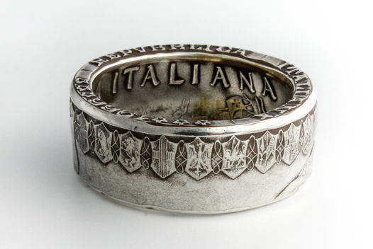 Кольцо из монет - Италия 500 лир с фантастическими гербами!