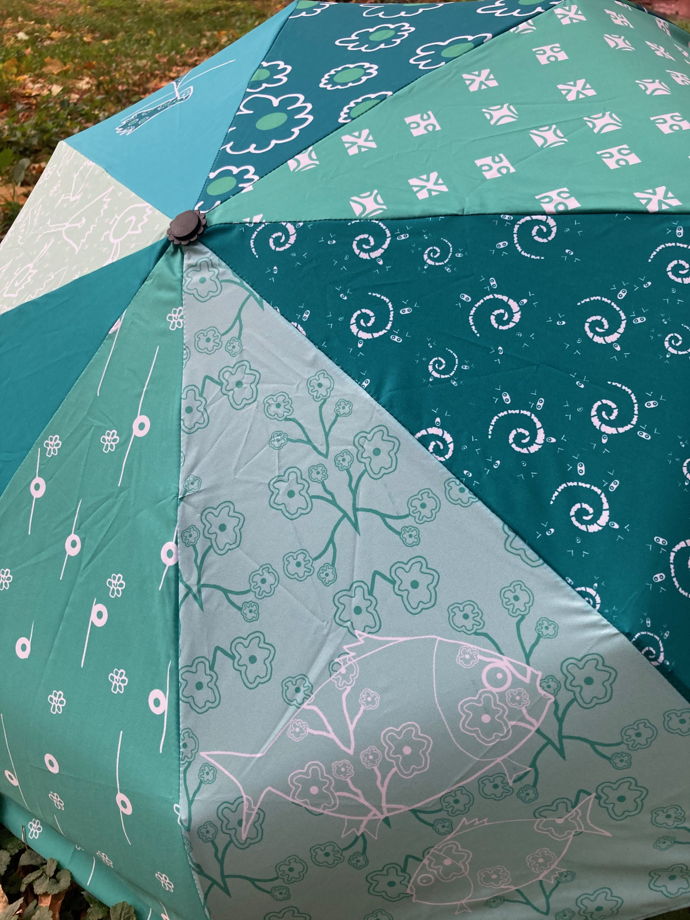 Зонт «Голубой коллаж», трость или складной на выбор