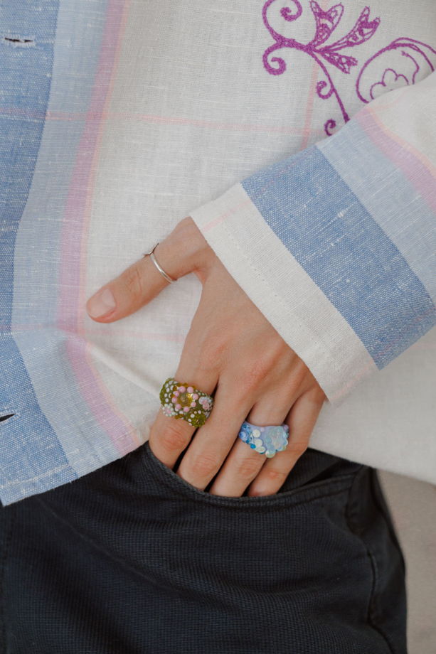 Льняная Рубашка в Полоску 2/Striped Linen Long Sleeve Shirt 2