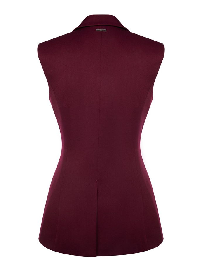 Двубортный жилет с объемными плечами, бордовый