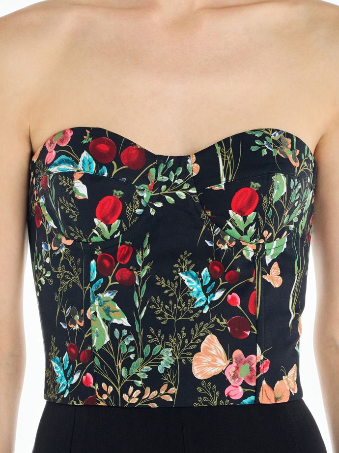 Топ корсетный с чашками из хлопка с цветочным принтом