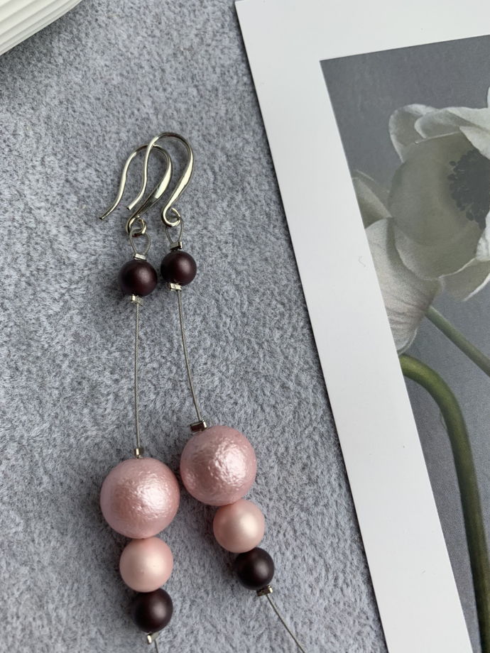 Серьги с жемчугом Майорка «Бархатный закат»