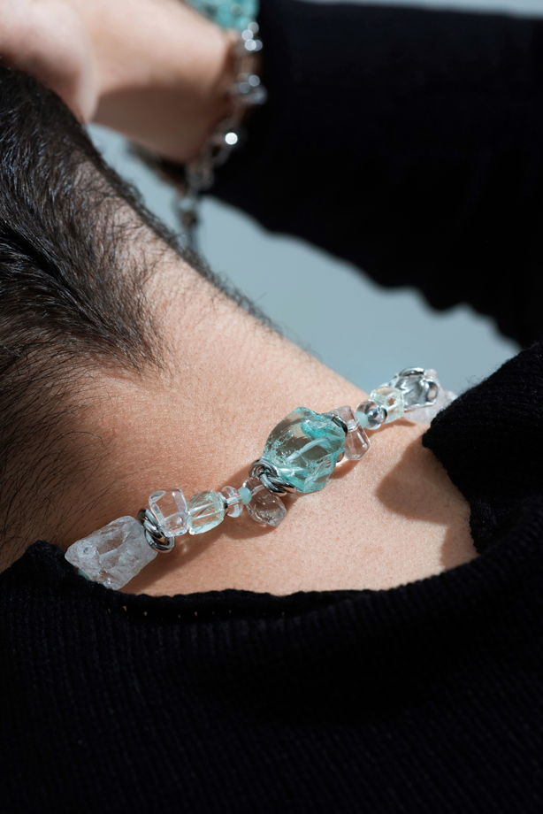 Ожерелье с аква кварцем "Ледник"
