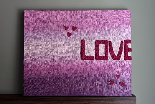 Интерьерная картина маслом из серии "More Amore"  розовая (50х40) с тайным посланием на обороте