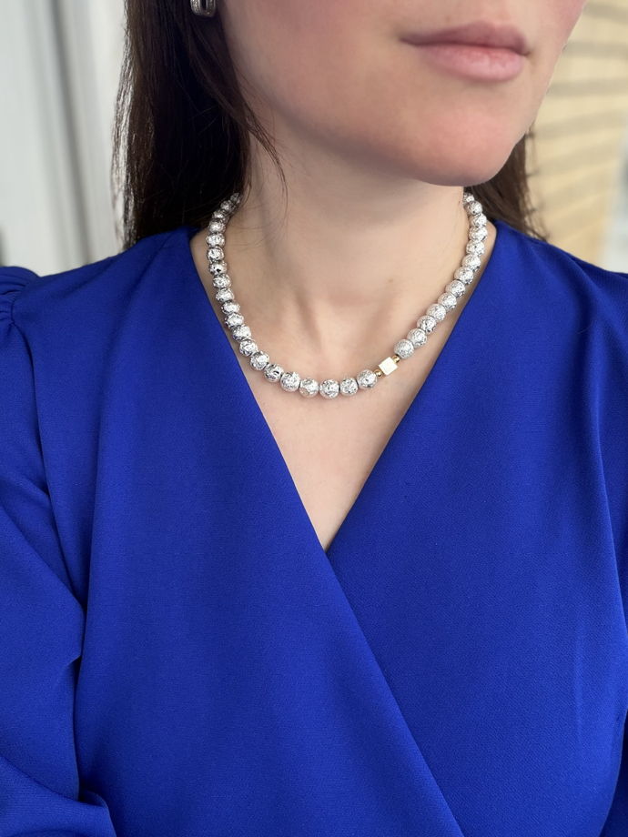 Чокер ручной работы из вулканической лавы и гематита «Как на вулкане»