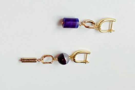 Серьги асимметричные с агатом