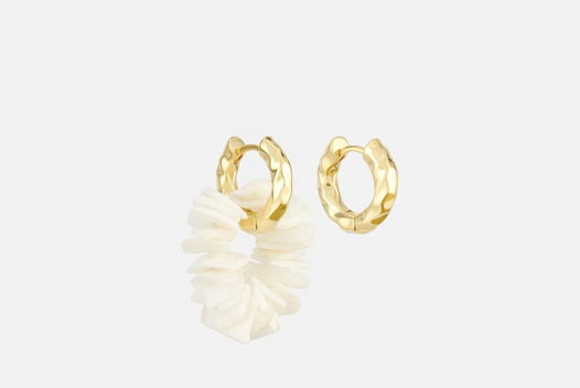 СЕРЬГИ С МОНОПОДВЕСКОЙ ИЗ НАТУРАЛЬНОЙ РАКУШКИ SEASHELL STONE GOLD EARRINGS