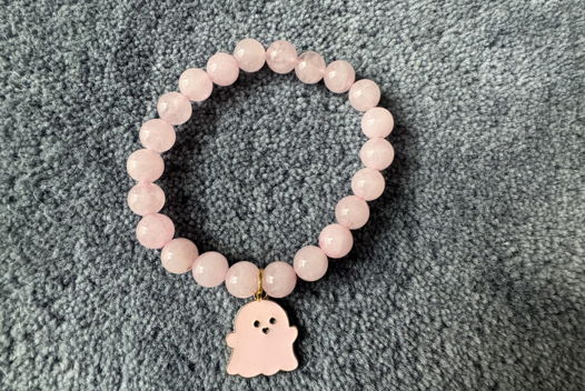Браслет из натурального камня розовый кварц с подвеской Ani.g.bracelets
