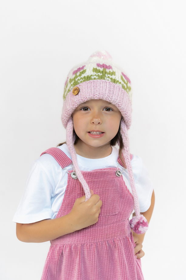 Детская зимняя шапка "Тюльпаны" из 100%ной мягкой шерсти