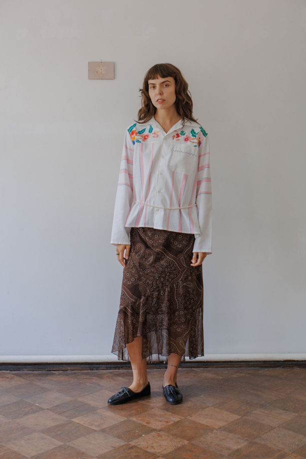 Рубашка в Розовую Полоску 1/Pink Striped Long Sleeve Shirt 1