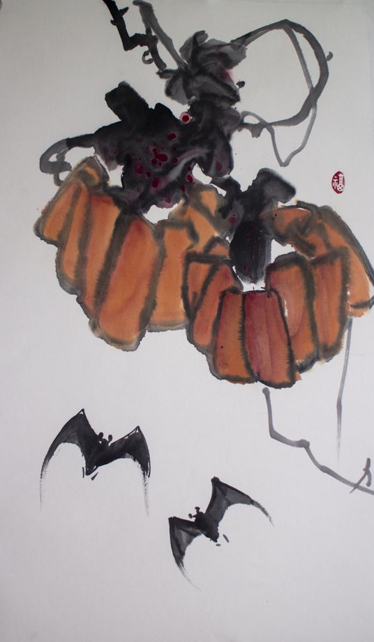 "Китайский Хэллоуин", картина в традиционном китайском стиле се-и (69 * 39 см)