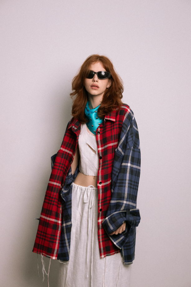 Рубашка двойная с бахромой