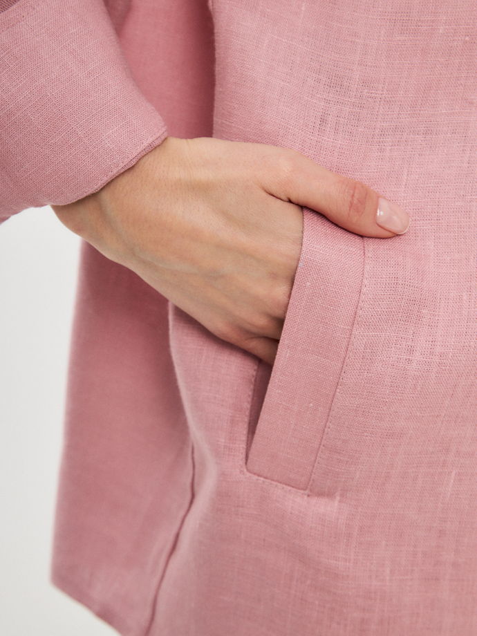 Рубашка Лондон. Оттенок розовый из 100% льна. Вышивка «Тебе можно все!»
