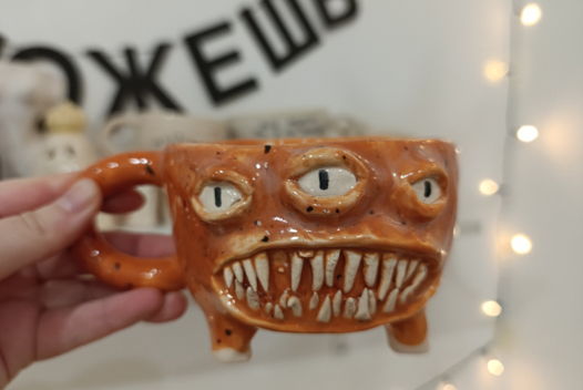 Зубастик кружка керамика