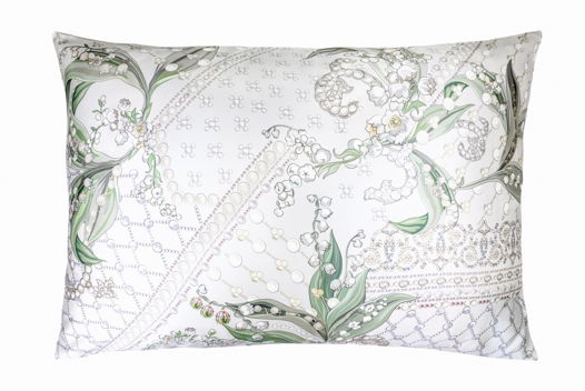 Наволочка Ландыши в кипенно-белом, мако сатин, 50х70