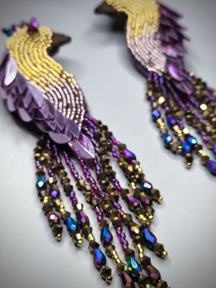 Серьги из бисера Жар - Птицы