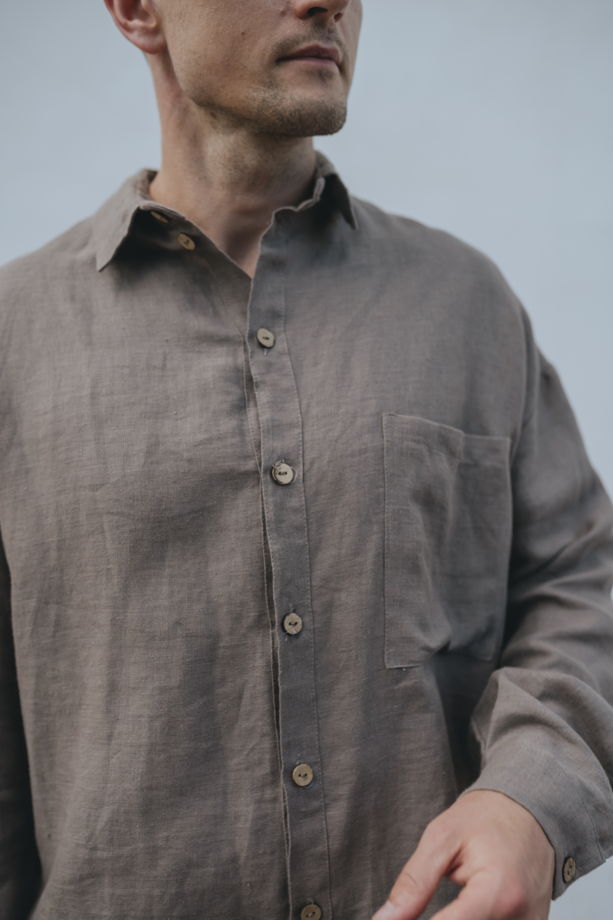 Рубашка мужская льняная из умягченного льна