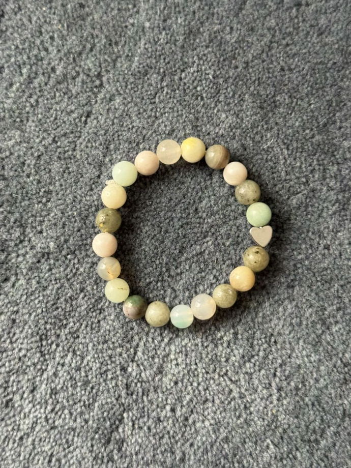 Браслет из натурального камня Амазонит с сердечком Ani.g.bracelets
