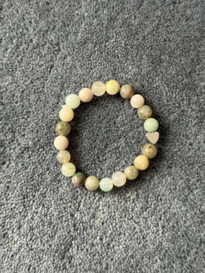 Браслет из натурального камня Амазонит с сердечком Ani.g.bracelets