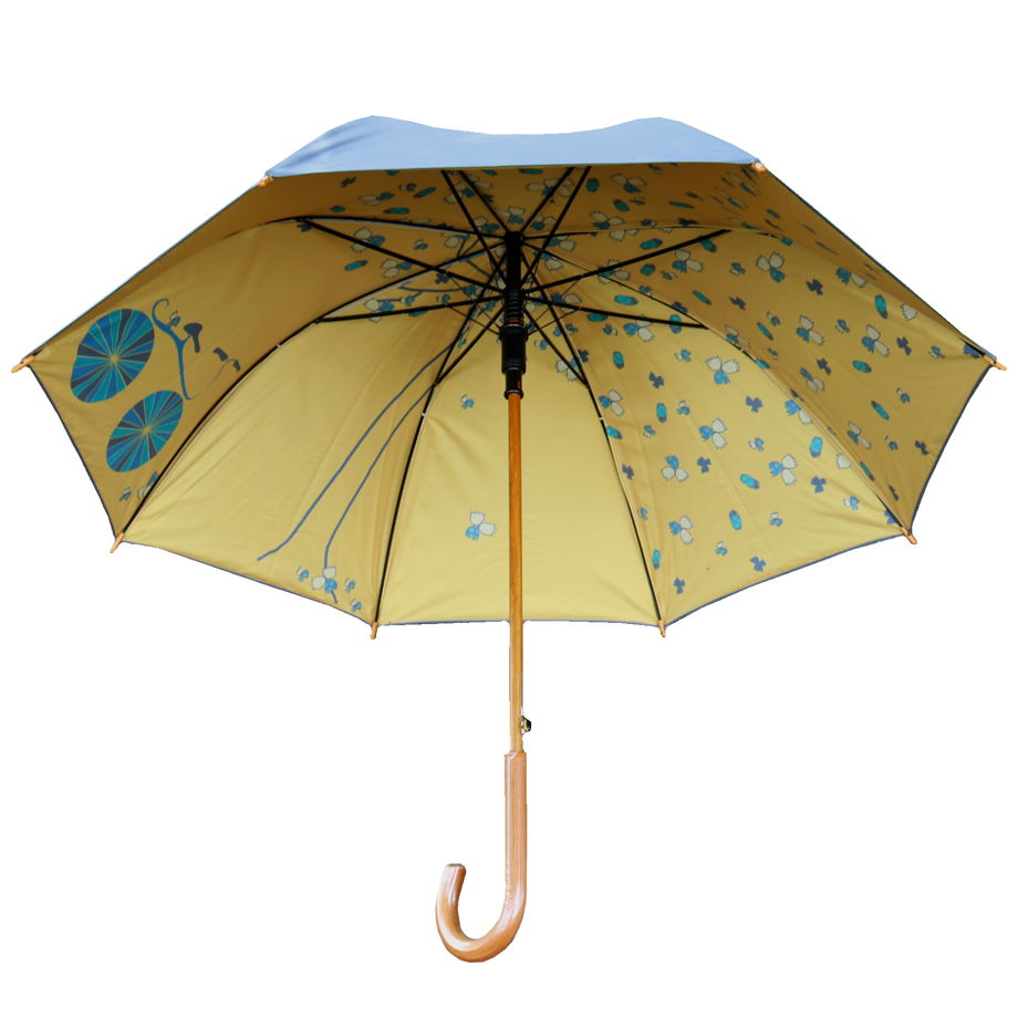 Двусторонний зонт с желтым деревом и голубыми цветами
