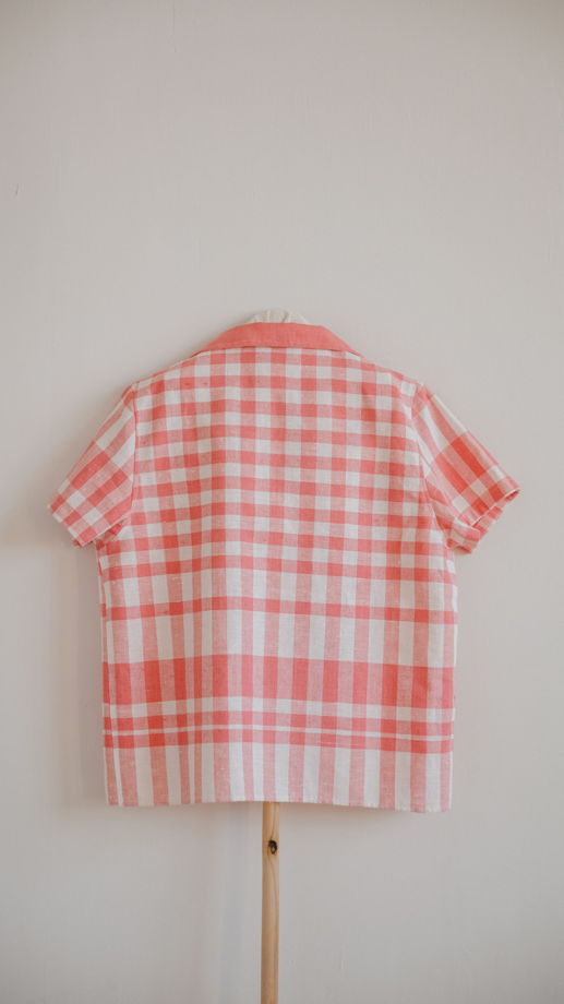 Розовая Клетчатая Рубашка/Pink Checkered Short Sleeve Shirt
