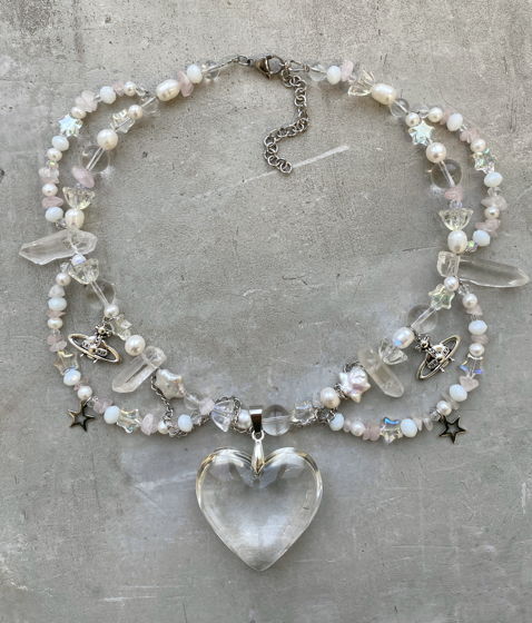 Ожерелье с объемным сердцем из стекла