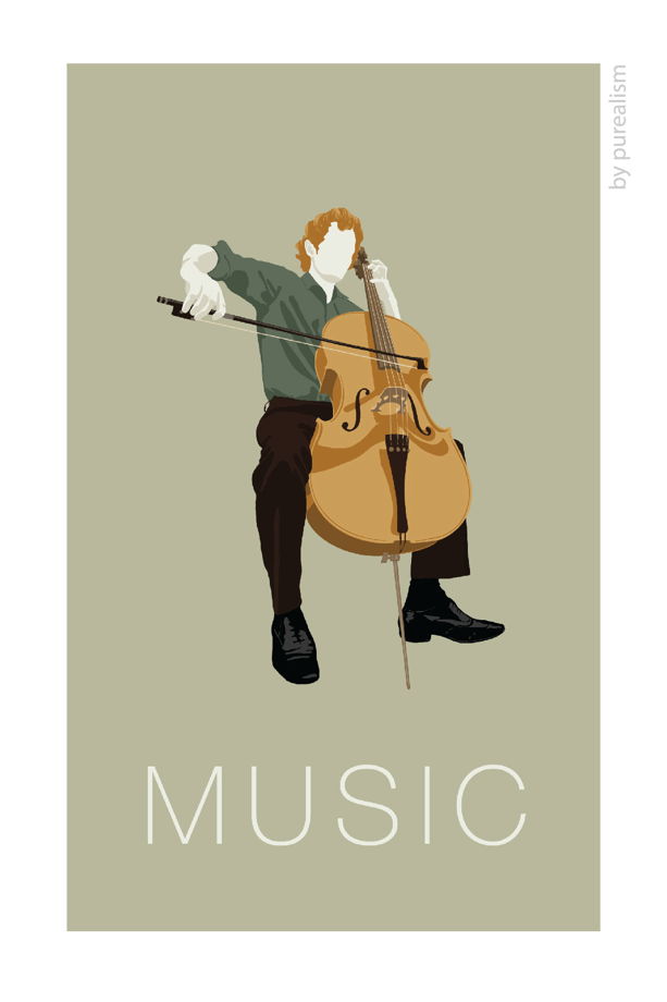 Дизайнерская открытка "Музыка: виолончель" формата 10х15см