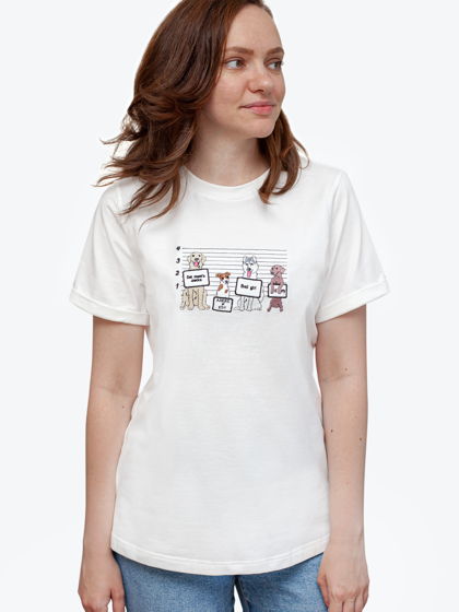 Белая футболка с вышивкой "Собаки преступники" унисекс