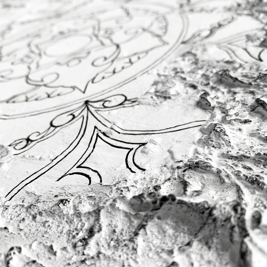 Текстурная мандала «Каменный цветок», 60х40см (в наличии)