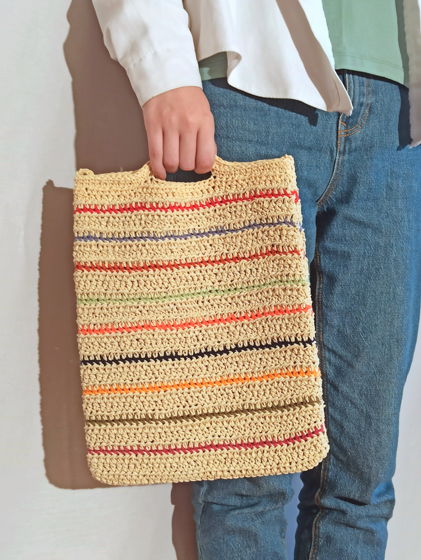 Вязаная полосатая сумка из 100%-ного крученого пальмового волокна ручной работы