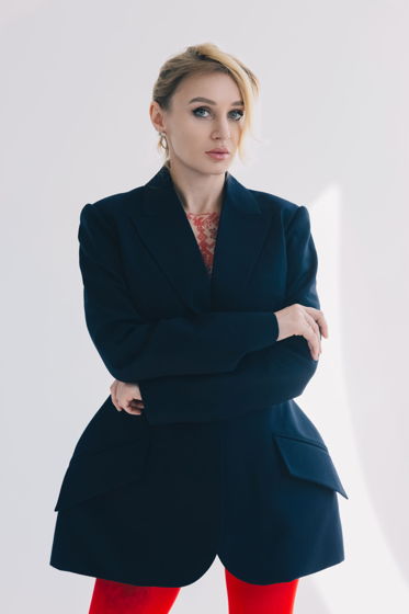 Жакет архитектурный из темно-синей шерсти Hugo Boss на подкладе