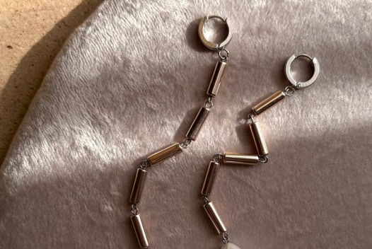 Серьги из гематита и жемчуга