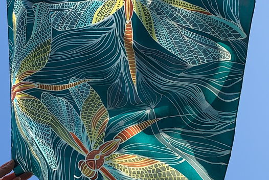 Шёлковый платок. Ручная роспись. Стрекозы