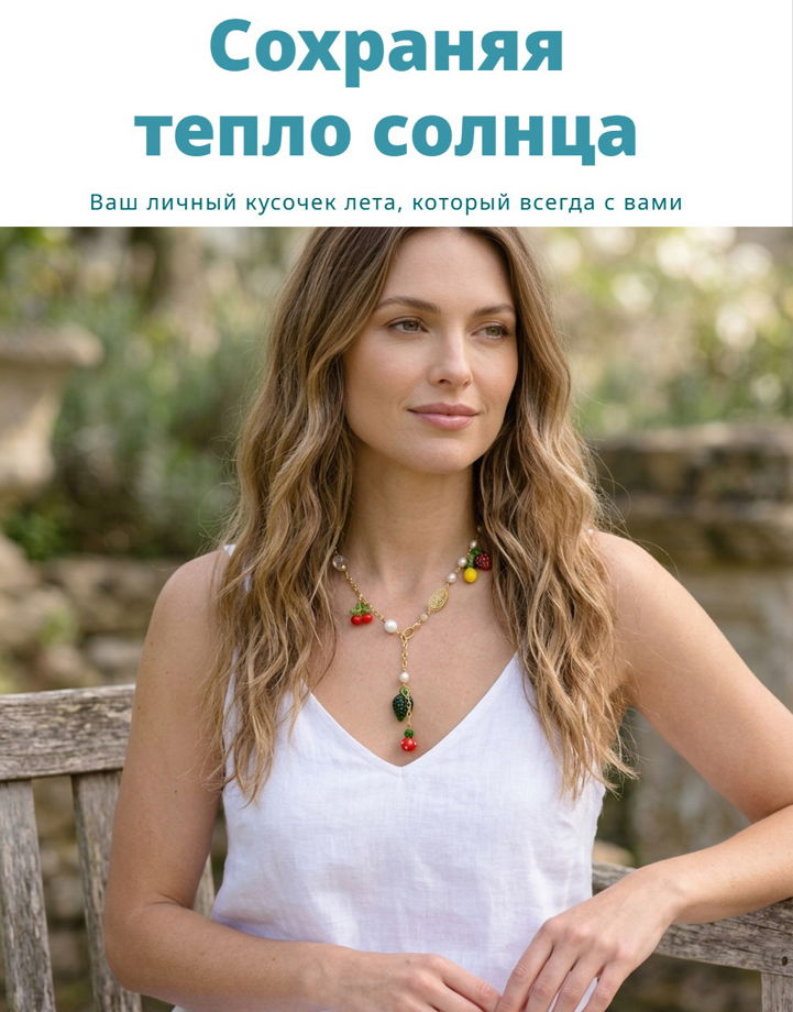 Колье Фрукты с жемчугом позолота