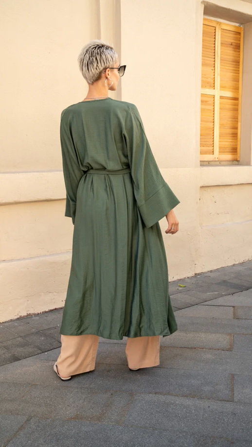 Туника кимоно с карманами «Wet Silk Green»