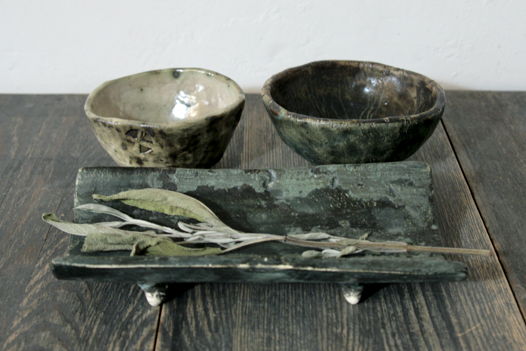 Набор посуды 3 предмета керамика Eivor green