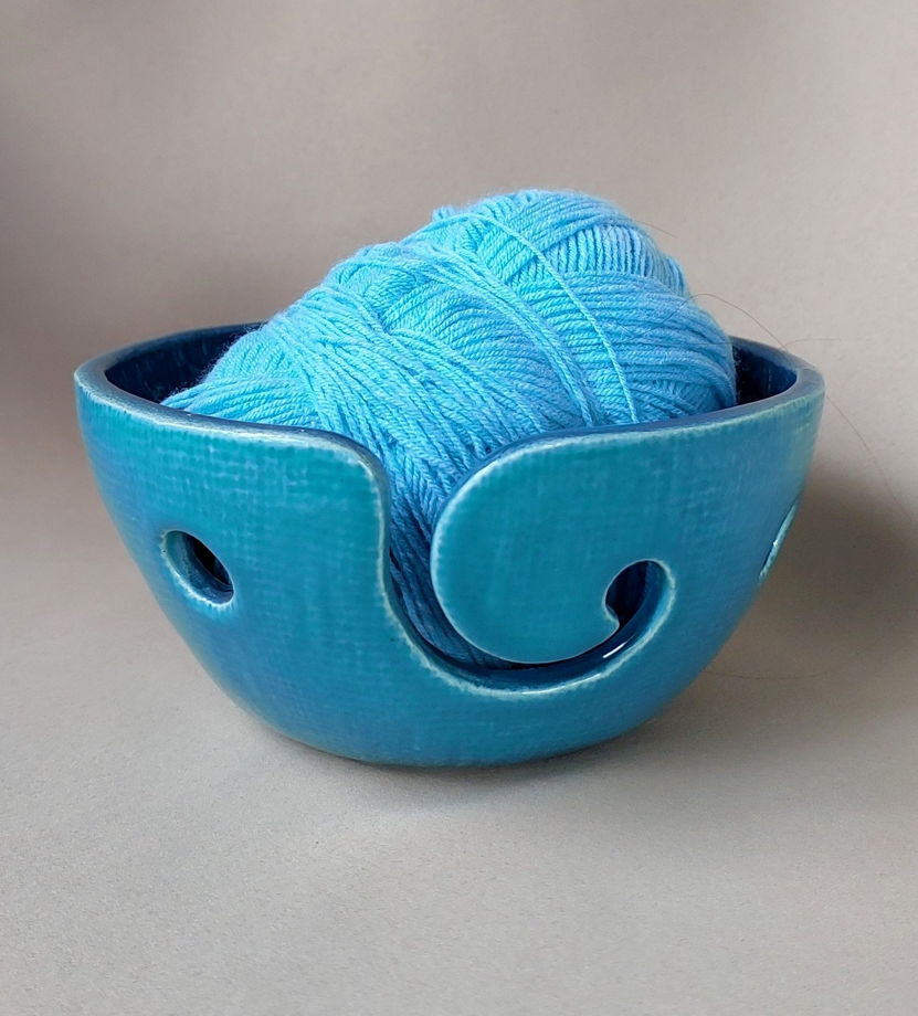 Клубочница для вязания керамическая "Бирюзово-синяя"