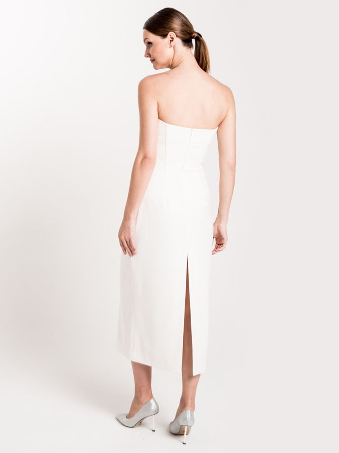 Платье-бандо миди, белый