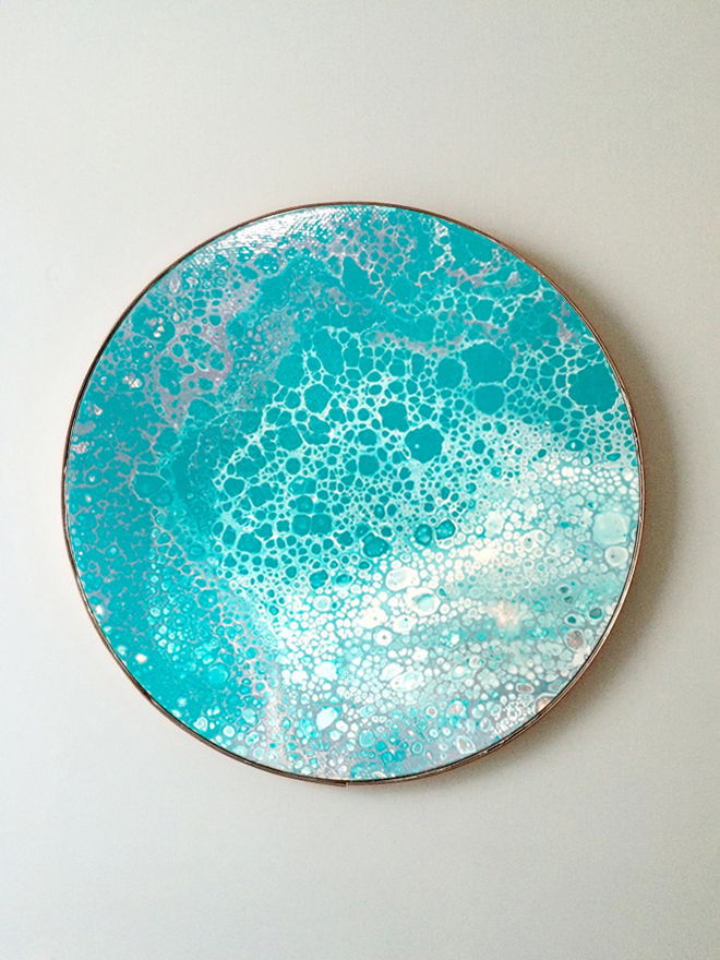 Картина абстрактная круглая "Бирюзовое море", Ø20 см