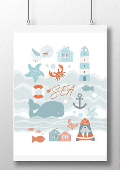Постер Море на плотной матовой бумаге