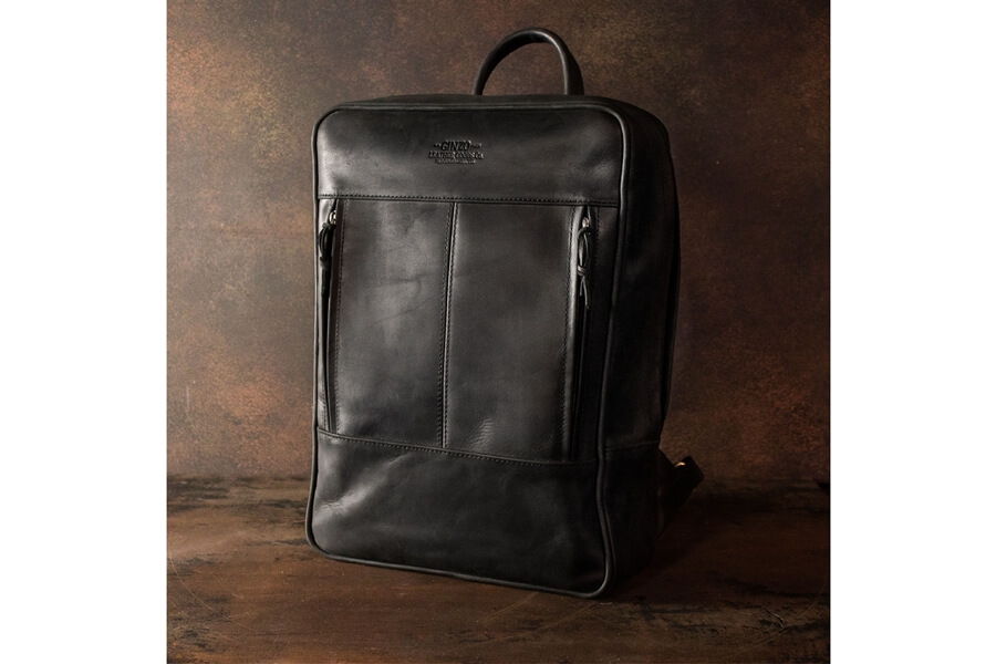 Кожаный мужской рюкзак -ДЕРЗКИЙ ОЛИВЕР- с отделом для ноутбука цвет Черный Уголь