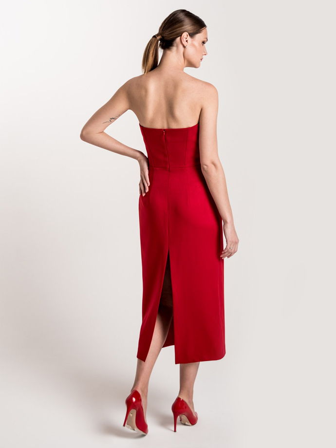Платье-бандо миди, красный
