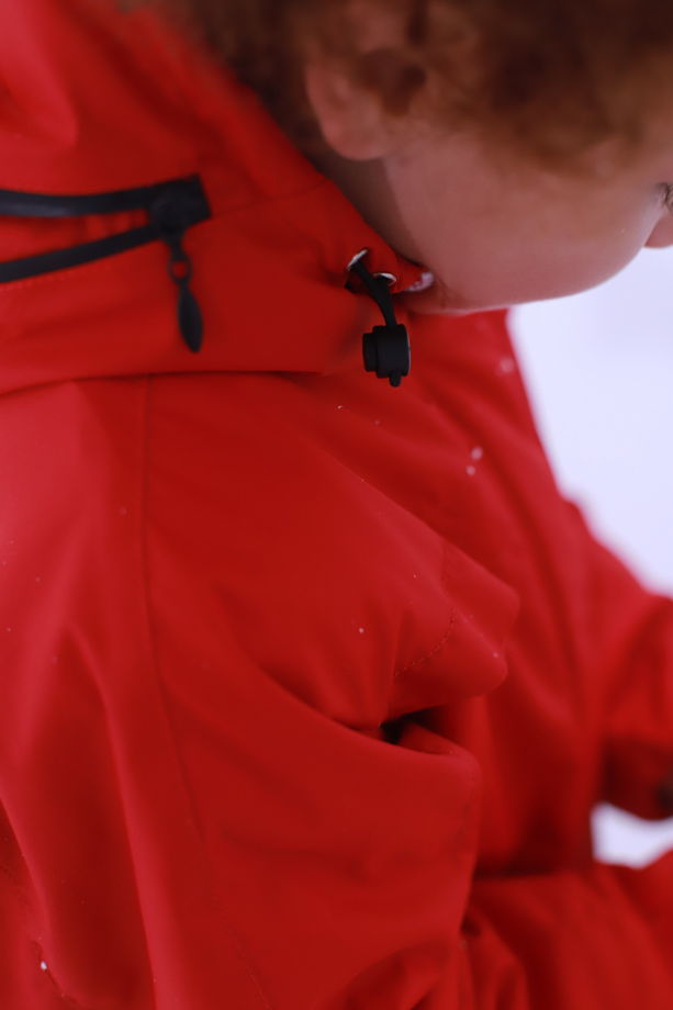 Детский зимний комбинезон унисекс в красном цвете с индивидуальным принтом на флисе