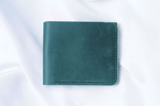 Зеленый кошелек из мягкой натуральной кожи ручной работы Wild Village